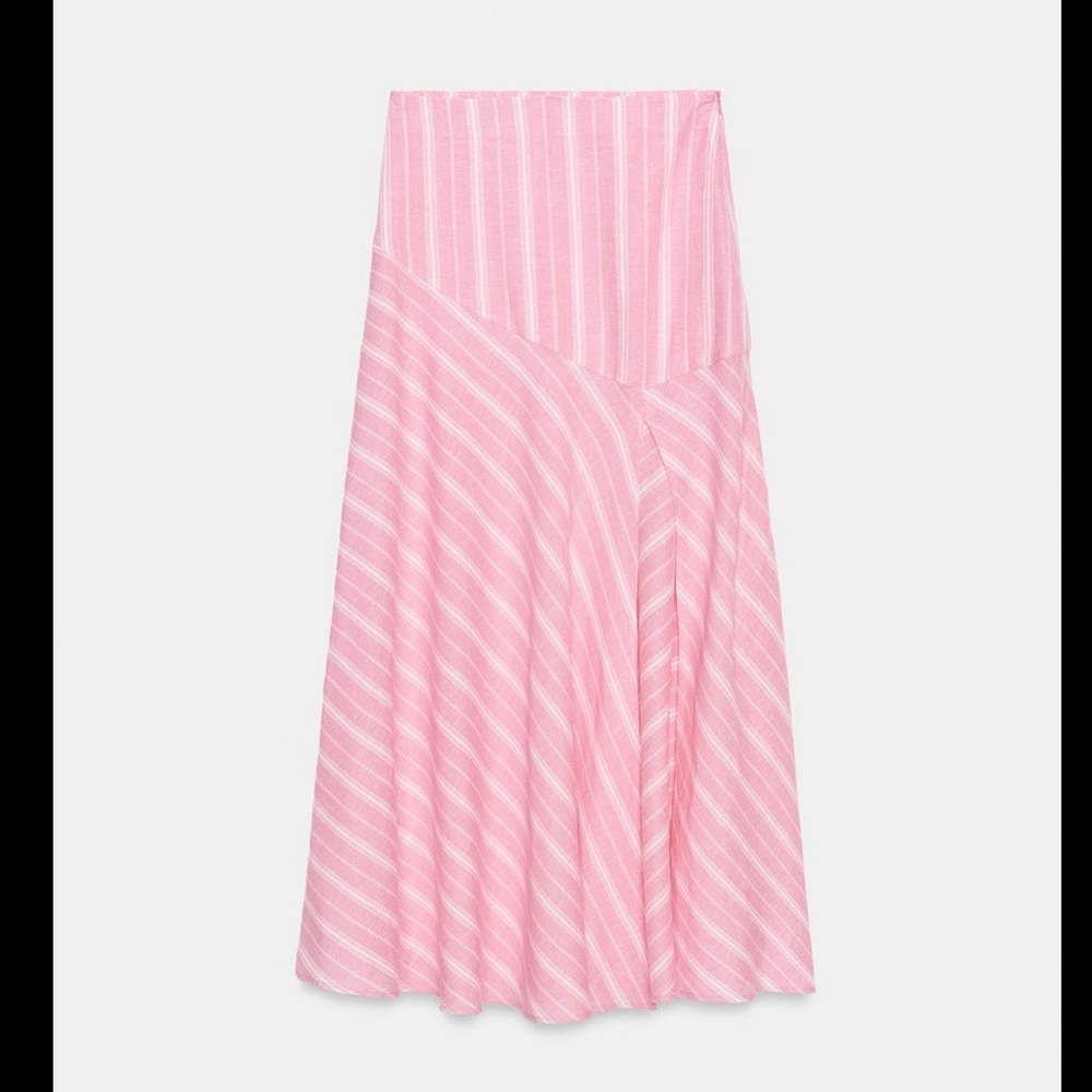 Brand new Zara striped linen midi skirt (size L) - Picture 2 of 2